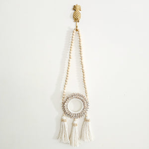 Zelia Shell Halo Beaded Hanging 3 Tassels