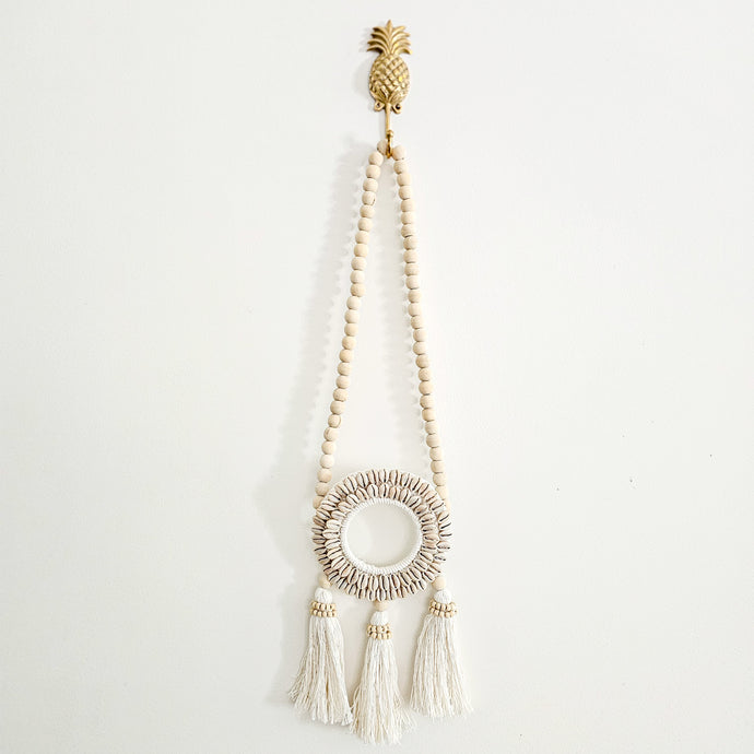 Zelia Shell Halo Beaded Hanging 3 Tassels