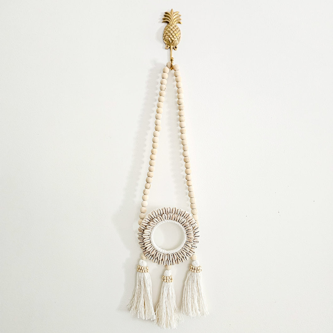 Zelia Shell Halo Beaded Hanging 3 Tassels