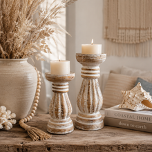 Drift Whitewash Candle Holder Set