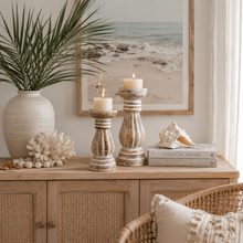 Drift Whitewash Candle Holder Set