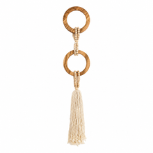 Tali Double Teak Hoop wall hanging tassel
