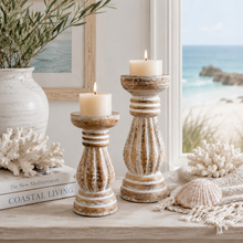 Drift Whitewash Candle Holder Set