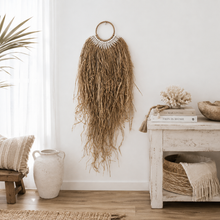 Kayana Shell and Raffia Coastal Boheme wall hanging
