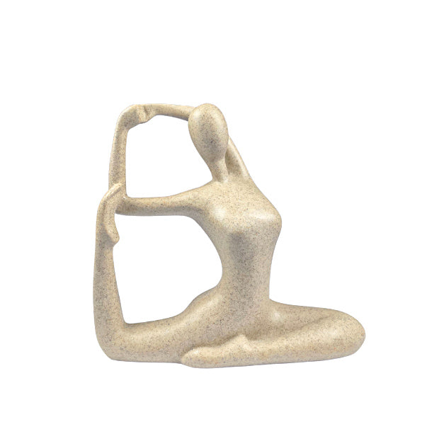 Calm, serene yoga pose lady figurine, statue for natural, neutral home decor. Ideal for Coastal boho, Bohemian styled interiors. Stretch pose statue. Decor for home styling. Modern Coastal, boho