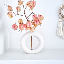 Circle circular round white vase, textured porcelin