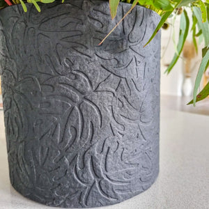 Monstera Cylinder Pot/Vase Black