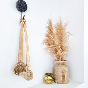 Vintage Indian wooden teak ladle spoons, Coastal Boho, bohemian, global home style decor