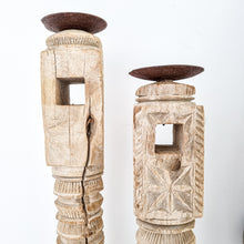 Vintage Indian wooden candle holder, pillar, Coastal Boho, bohemian, global home style decor
