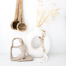 Calm, serene yoga pose lady figurine, statue for natural, neutral home decor. Ideal for Coastal boho, Bohemian styled interiors. Stretch pose statue. Decor for home styling. Modern Coastal, boho