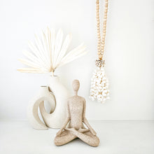 Calm, serene yoga pose lady figurine, statue for natural, neutral home decor. Ideal for Coastal boho, Bohemian styled interiors. Easy yoga pose statue. Decor for home styling. Modern Coastal, boho