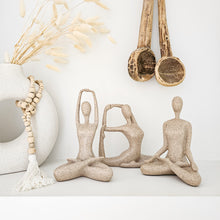 Calm, serene yoga pose lady figurine, statue for natural, neutral home decor. Ideal for Coastal boho, Bohemian styled interiors. Stretch pose statue. Decor for home styling. Modern Coastal, boho