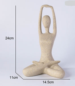 Calming yoga pose lady figurine, statue for natural, neutral home decor. Coastal boho, Bohemian styled interior. Lotus pose statue.